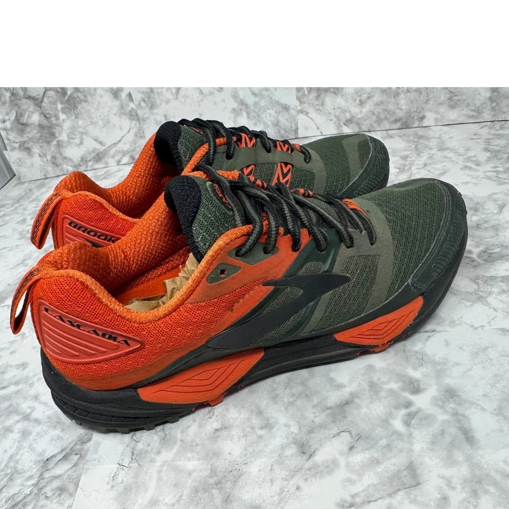 Brooks Cascadia 14 Mens‎ Trail Running Shoes Olive Green Orange gorpcore